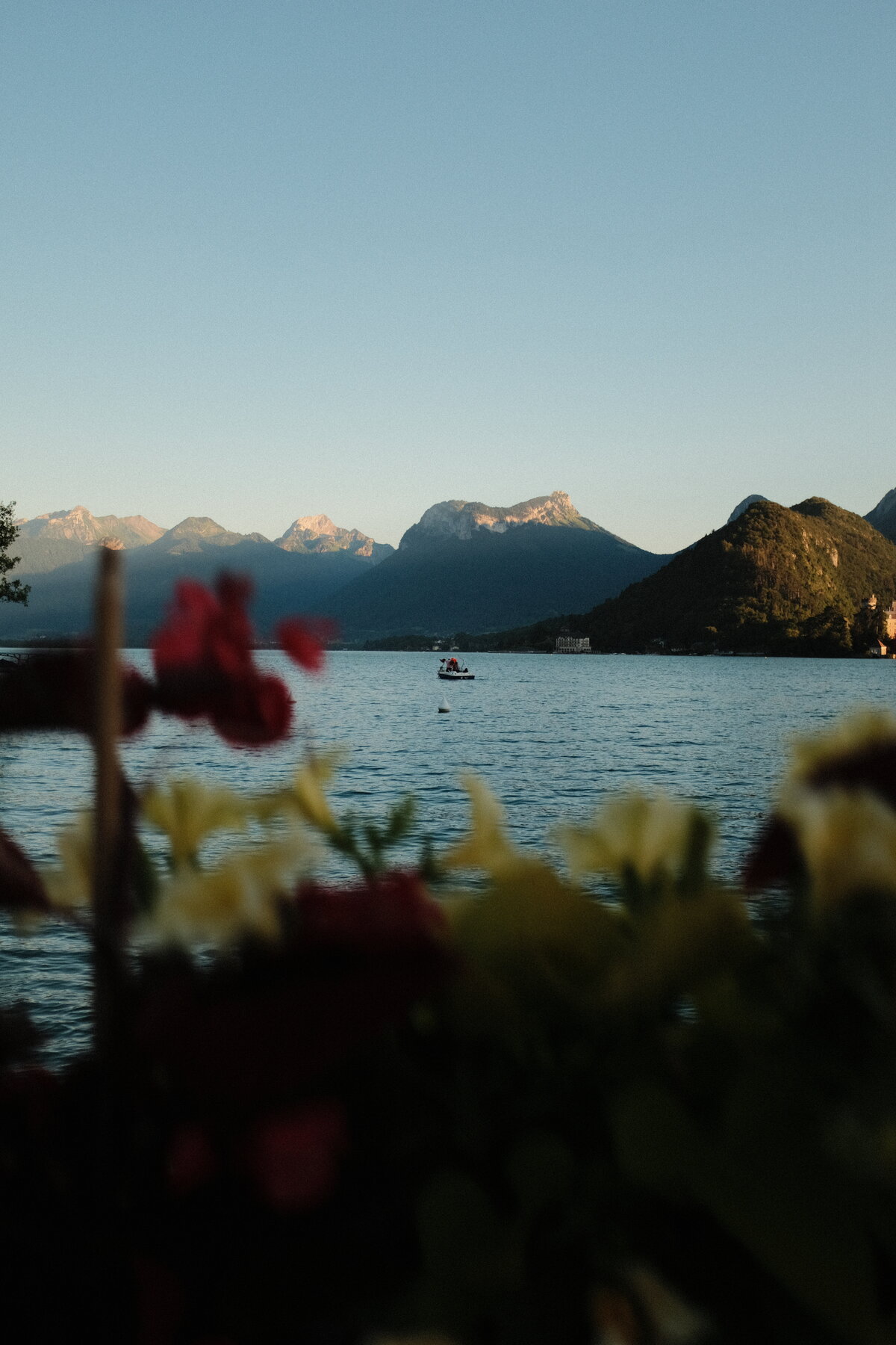 Lake Annecy at dusk seen from Talloires, photograph by Matthieu Delacour